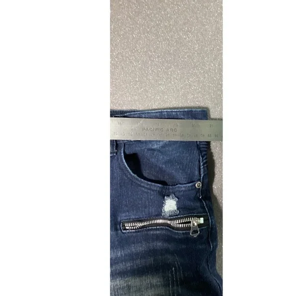 RXXKKK‎ Men's Zipper Biker Regular Fit Flex Jeans Size 42 Streetwear Moto Denim - Picture 4 of 5